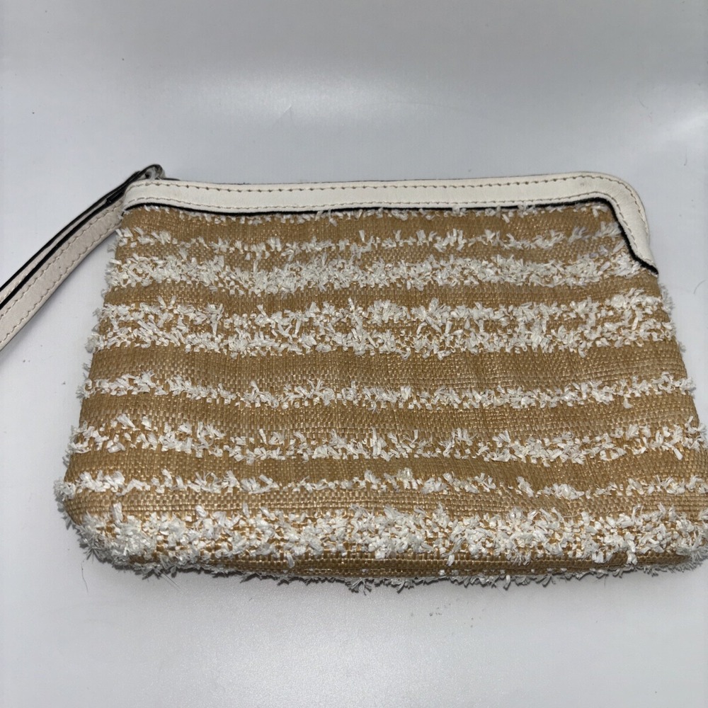 Patricia Nash Ebbe Woven Straw White Cassini Wristlet  MSRP 69$